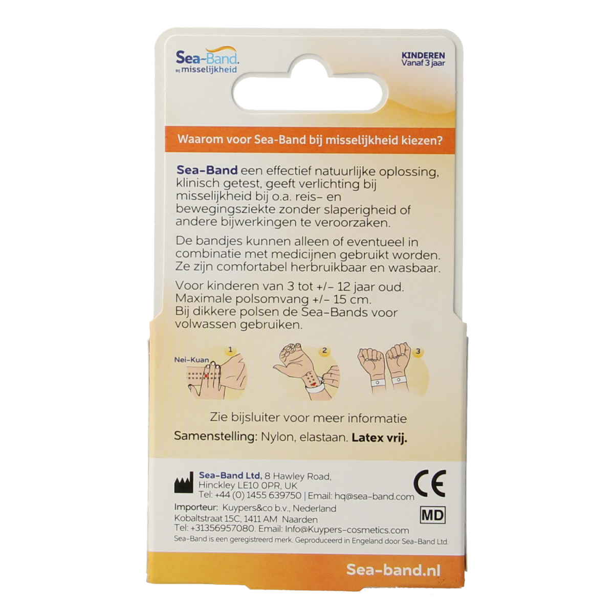 Blue Sea Band wristbands for children, anti-motion sickness travel bands, pair designed to prevent nausea during travel.