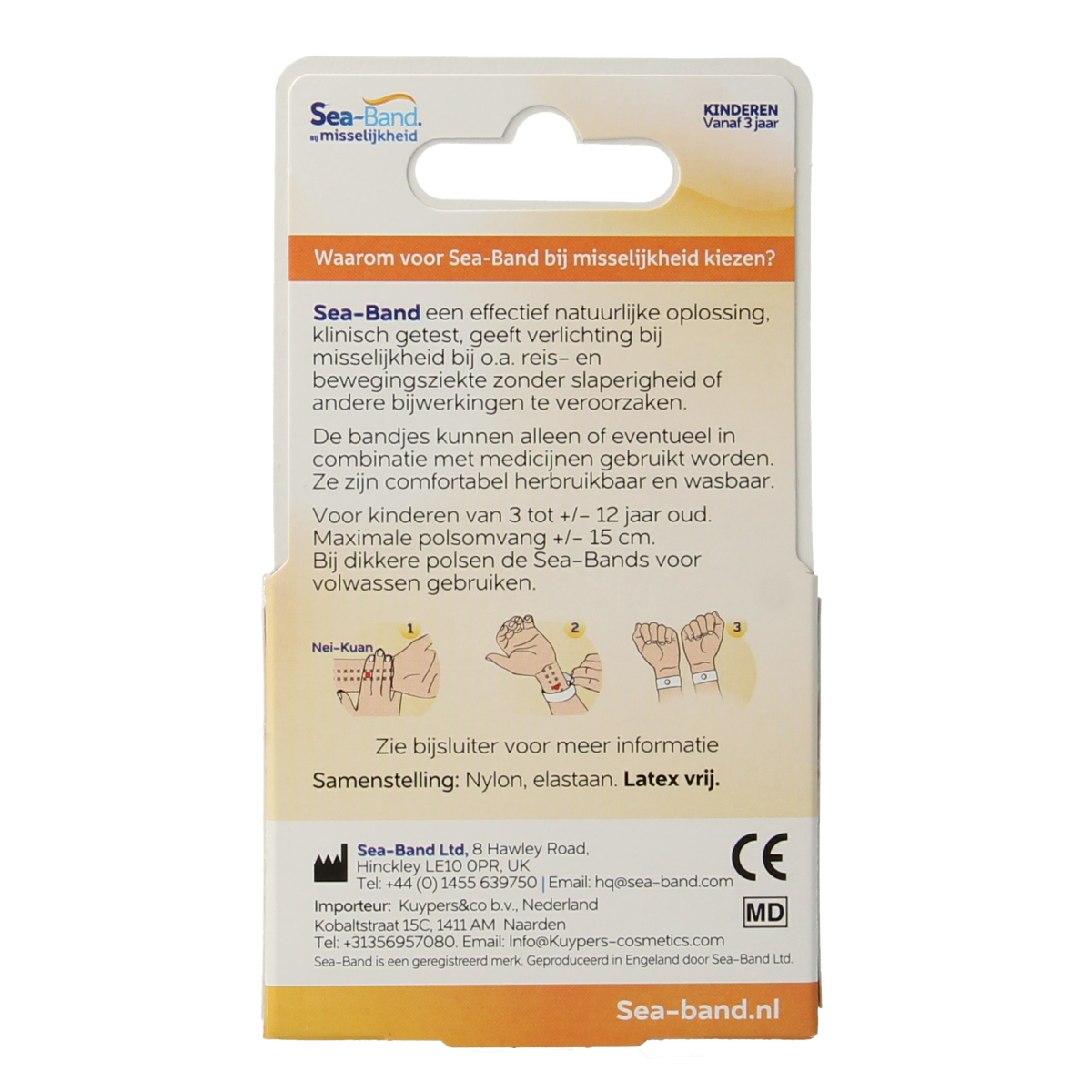 Pink Sea Band children’s travel sickness wristbands, pair, with adjustable straps for kids to prevent motion sickness.