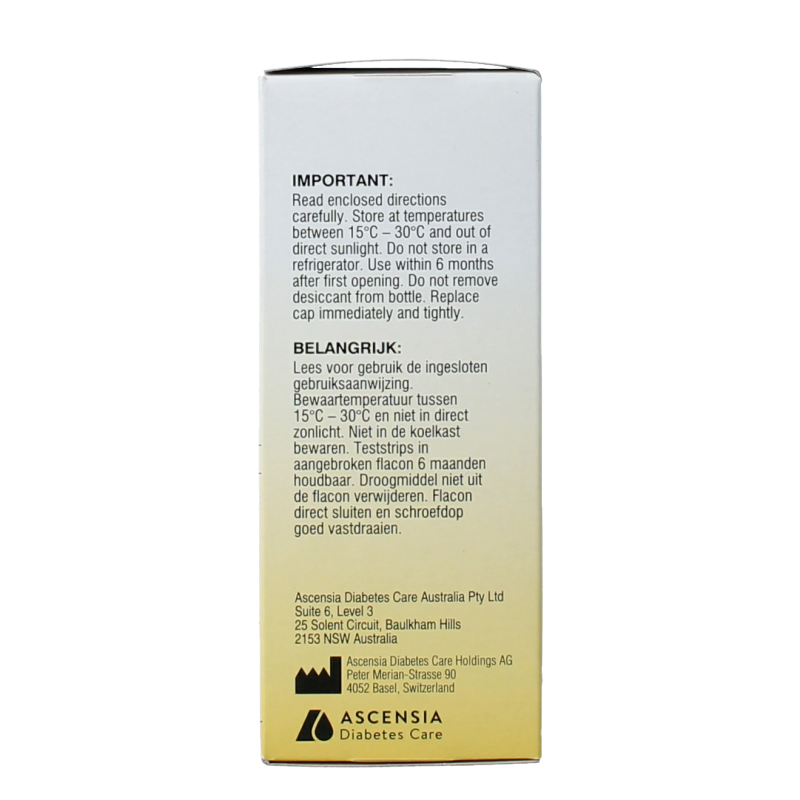 BCM Ketostix test strips for ketone testing, showing 50 strips in blister pack on white background
