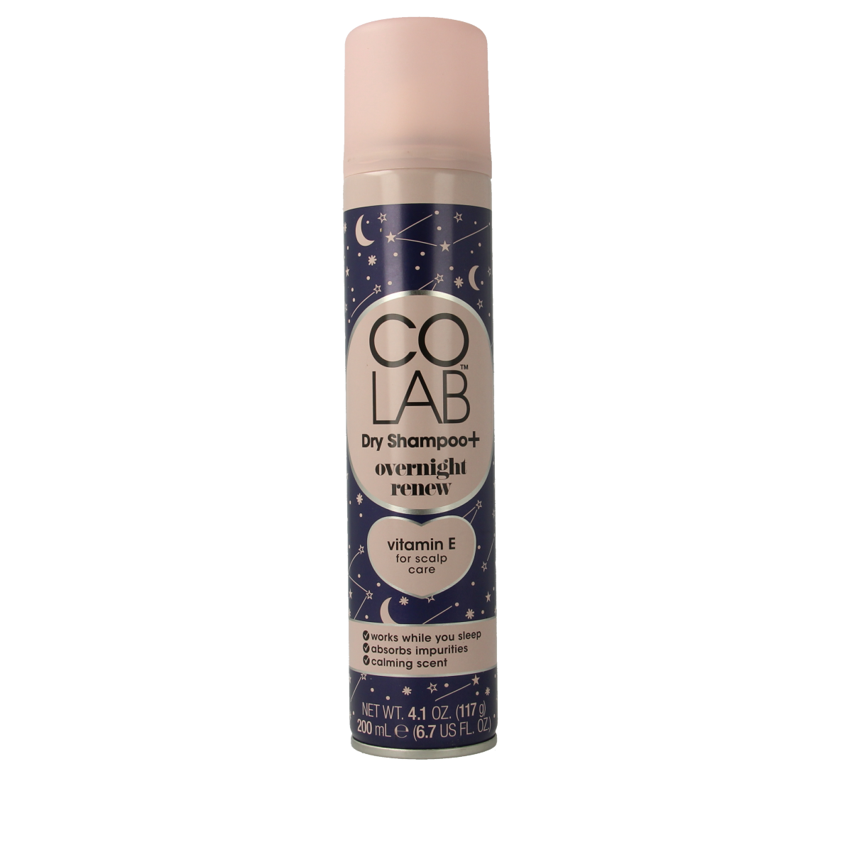 Colab Droogshampoo Overnight Renew hair care bottle, 200ml, with sleek packaging for nourishing overnight hair treatment.