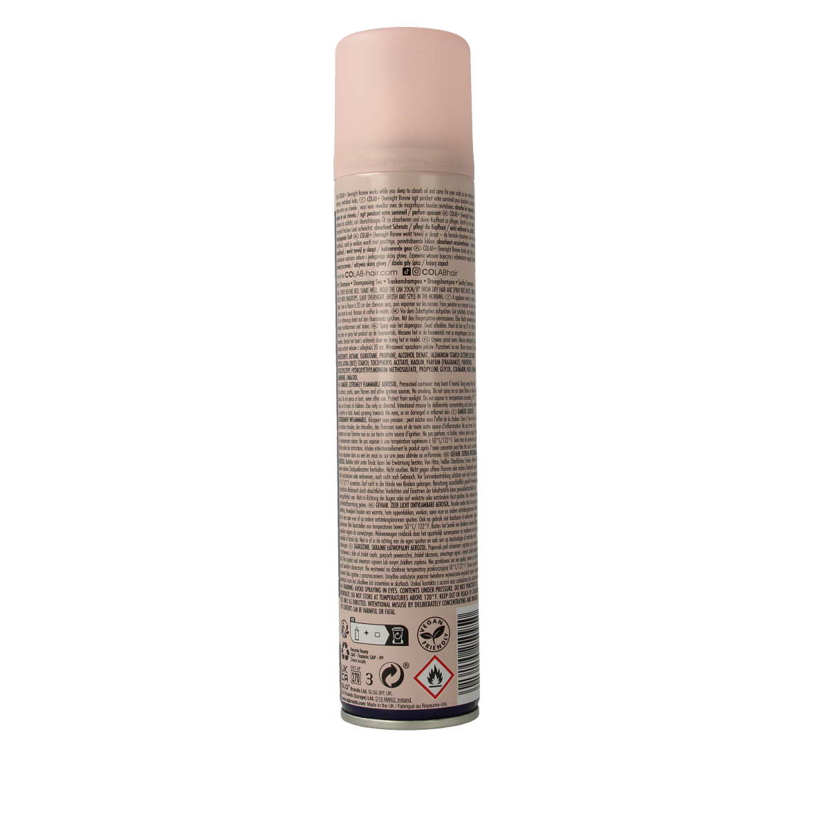 Colab Droogshampoo Overnight Renew hair care product in a 200ml bottle, designed for nourishing and revitalizing hair overnight.