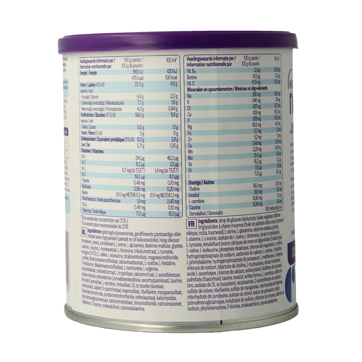 Neocate Junior neutraal baby and toddler nutrition formula in 400g container, designed for specialized infant feeding.