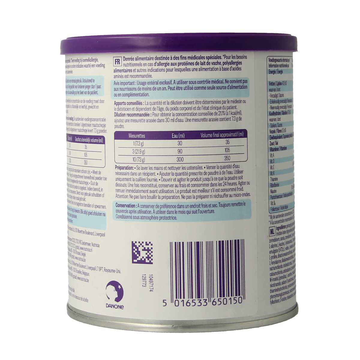 Neocate Junior neutraal baby and toddler formula in a 400g container, designed for specialized infant and toddler nutrition.