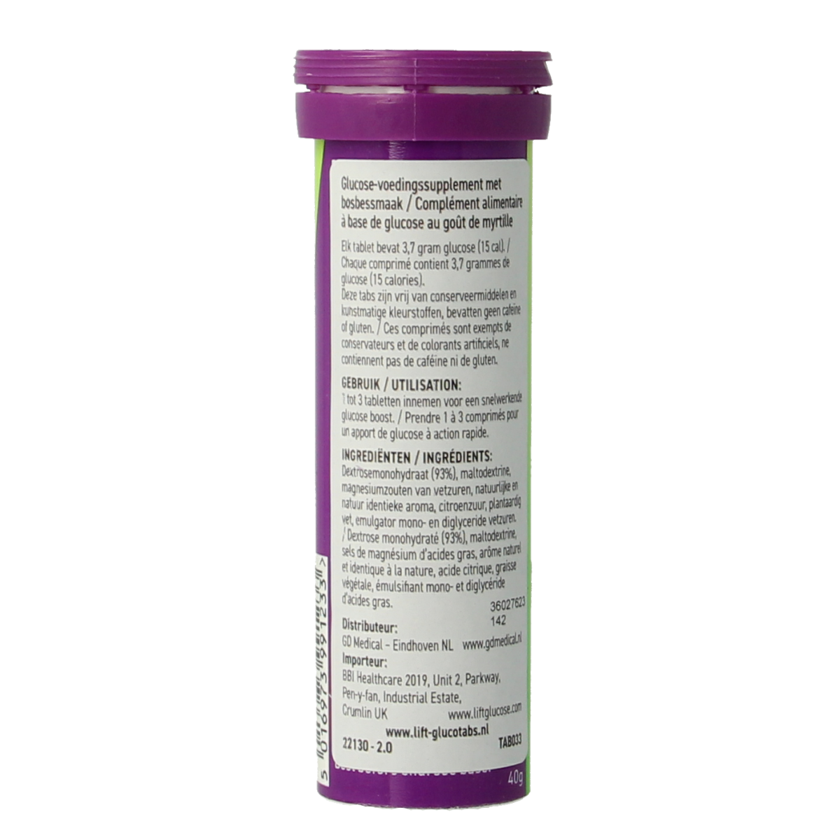 Lift LIFT GlucoTabs blueberry/bosbes buisje  10.00 Tabletten