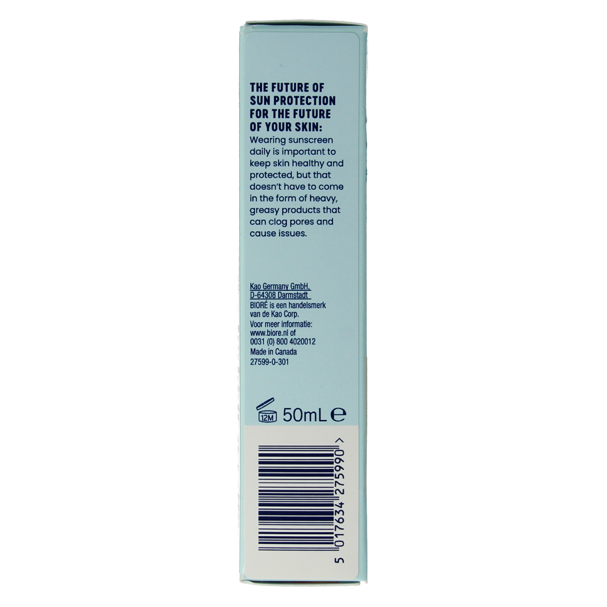 Biore Aqua moisturiser with SPF 30 and UV protection, showing a 50ml tube of lightweight, hydrating skincare product.