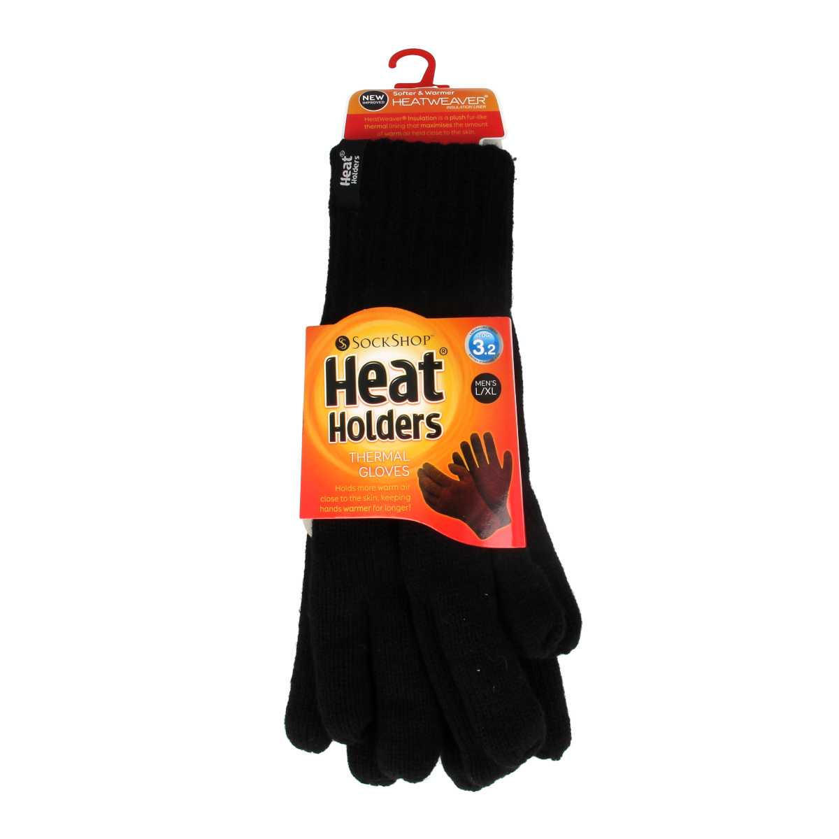 Black Heat Holders men's gloves in size L/XL, warm and cozy fleece-lined handschoenen for cold weather comfort.