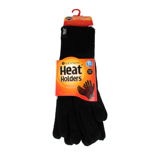 Black Heat Holders men's gloves in size L/XL, warm and cozy fleece-lined handschoenen for cold weather comfort.