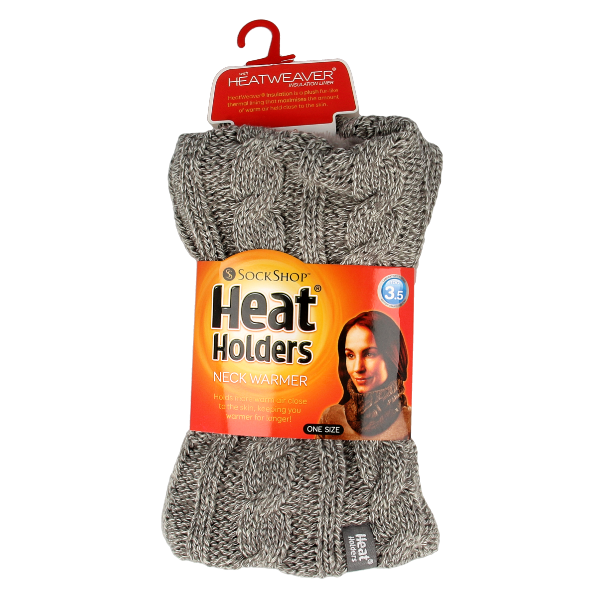 Light grey Heat Holders women's neck warmer, soft knitted fabric, designed for warmth and comfort.