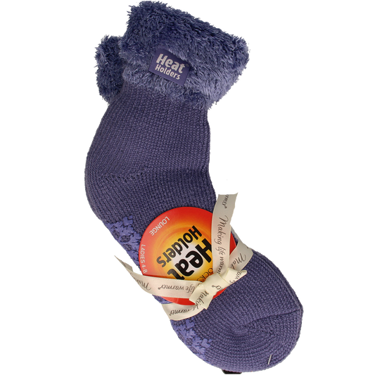 Heat Holders ladies lounge socks in dark lavender, size 4-8, cozy and warm for relaxing at home.