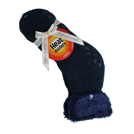 Heat Holders ladies' navy lounge socks size 4-8, 37-42, soft and cozy for relaxing comfort.
