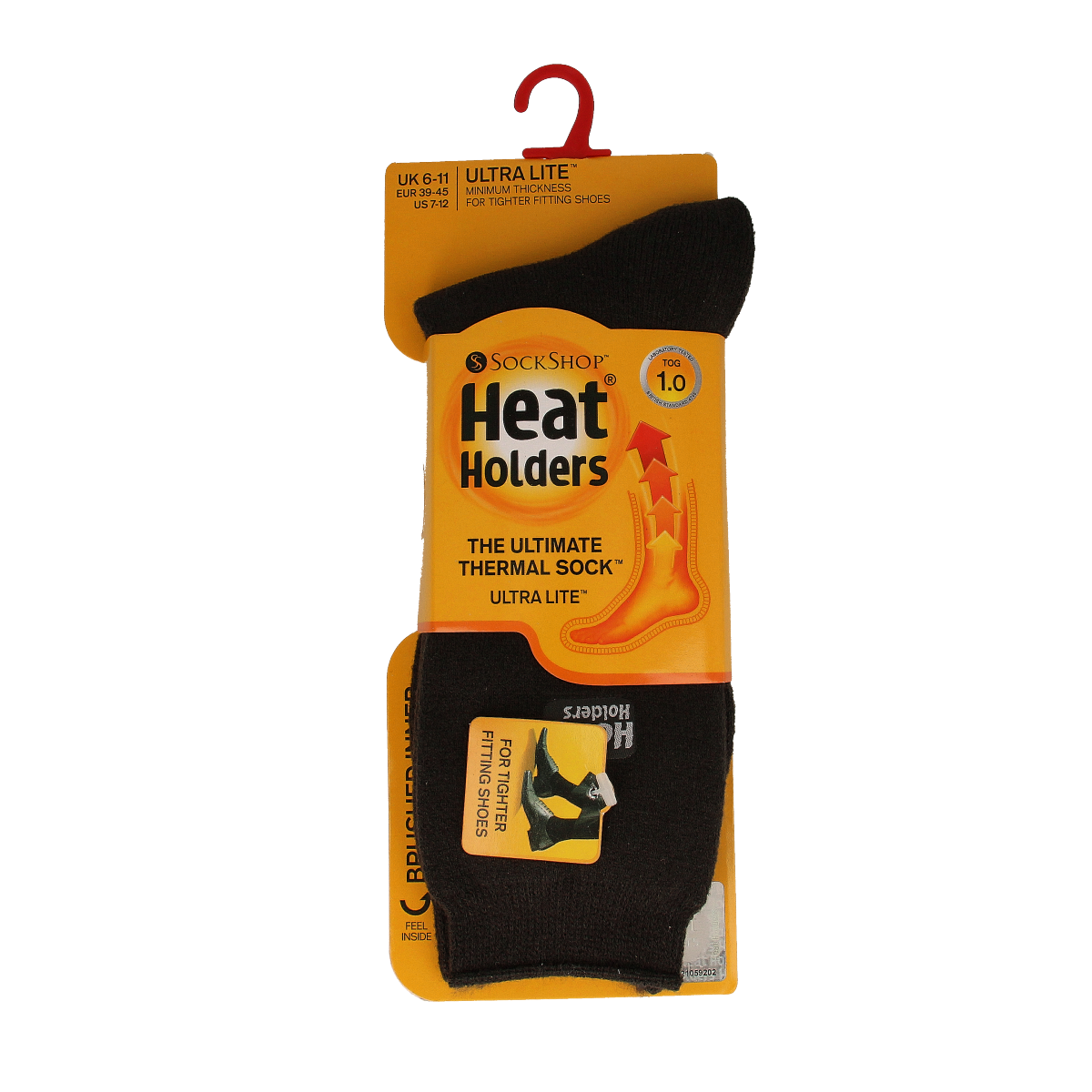 Heat Holders men's ultra-lite charcoal socks size 6-11, soft and comfortable for everyday wear.