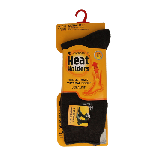 Heat Holders men's ultra-lite charcoal socks size 6-11, soft and comfortable for everyday wear.