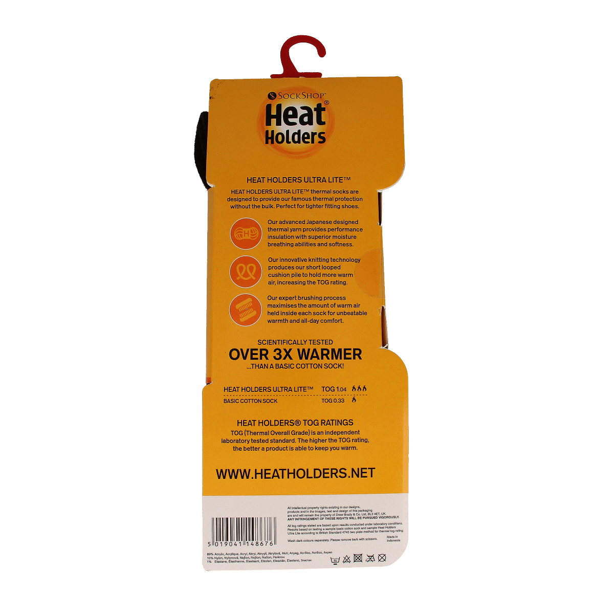 Heat Holders men's ultra lite socks in charcoal, size 6-11, lightweight and comfortable for all-day wear.