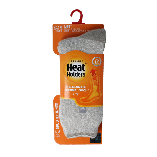 Light grey Heat Holders Lite socks for men, size 37-42, soft knit, cozy thermal design, ideal for cold weather.