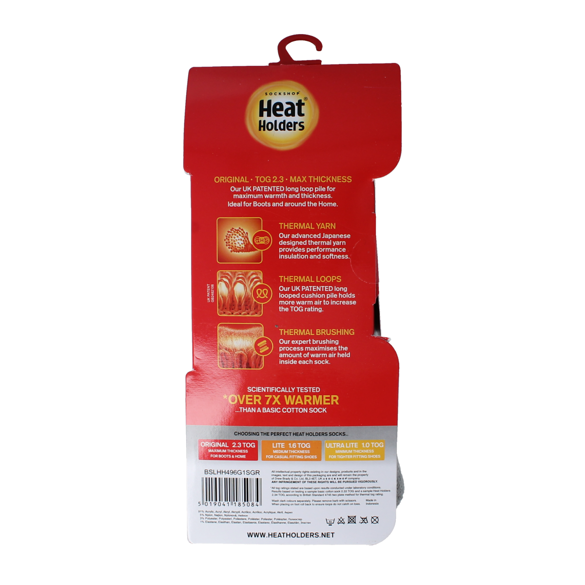Heat Holders anti-slip socks in silver grey, size 37-42, with non-slip grips for comfort and safety.
