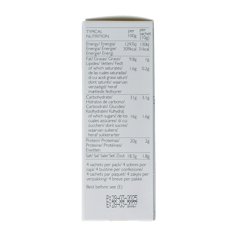 Packet of Clearspring Misosoup instant bio, organic miso soup powder in a 40 gram package, suitable for quick, healthy broth.