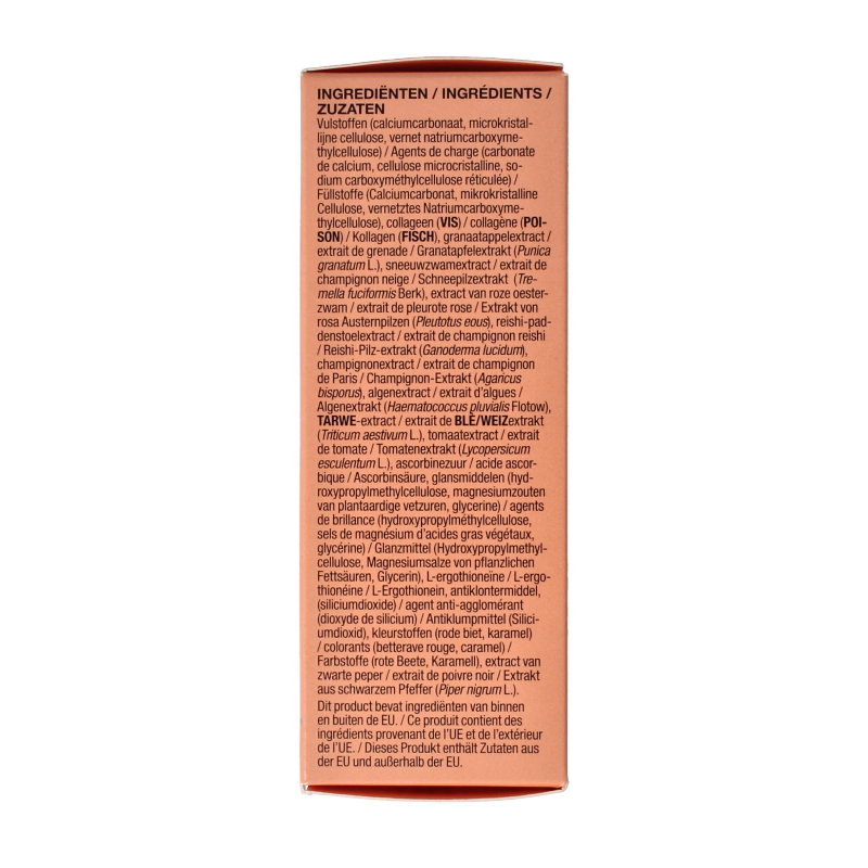 New Nordic Beauty Mushroom herbal supplement in 60 tablets, showing the bottle and tablets on the packaging.