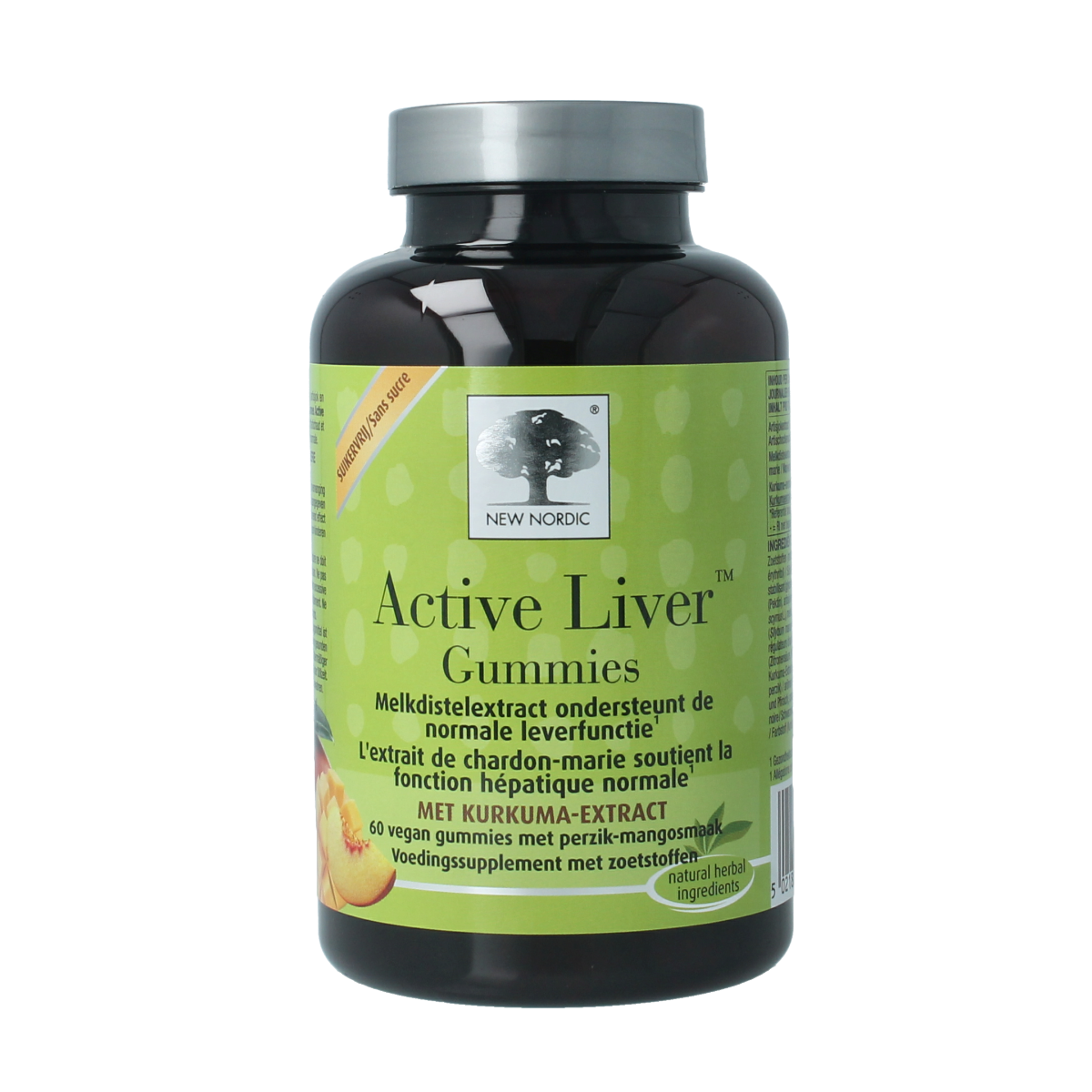 New Nordic Active Liver gummies, herbal supplement in a clear jar with 60 gummies, designed for liver health support