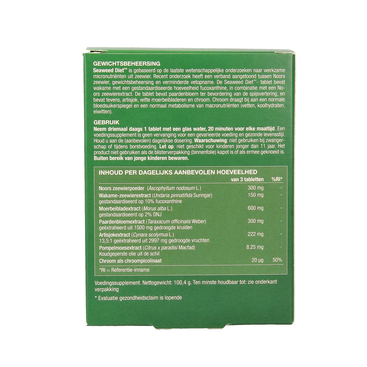 New Nordic Seaweed diet tablets, herbal supplement in a bottle, containing 90 tablets for supporting diet and wellness.