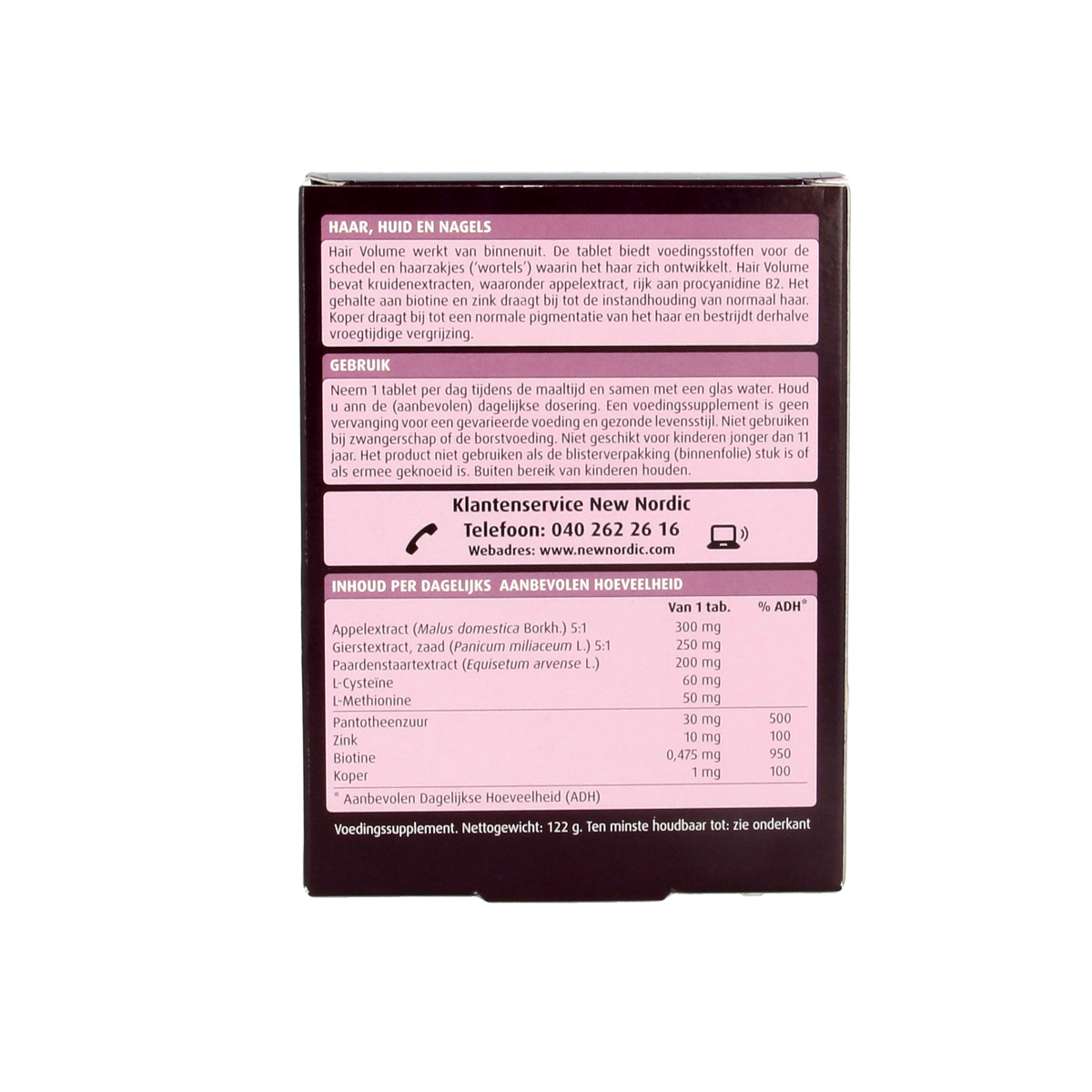 New Nordic Hair Volume herbal supplement tablets, showing the bottle with 90 capsules on a white background.