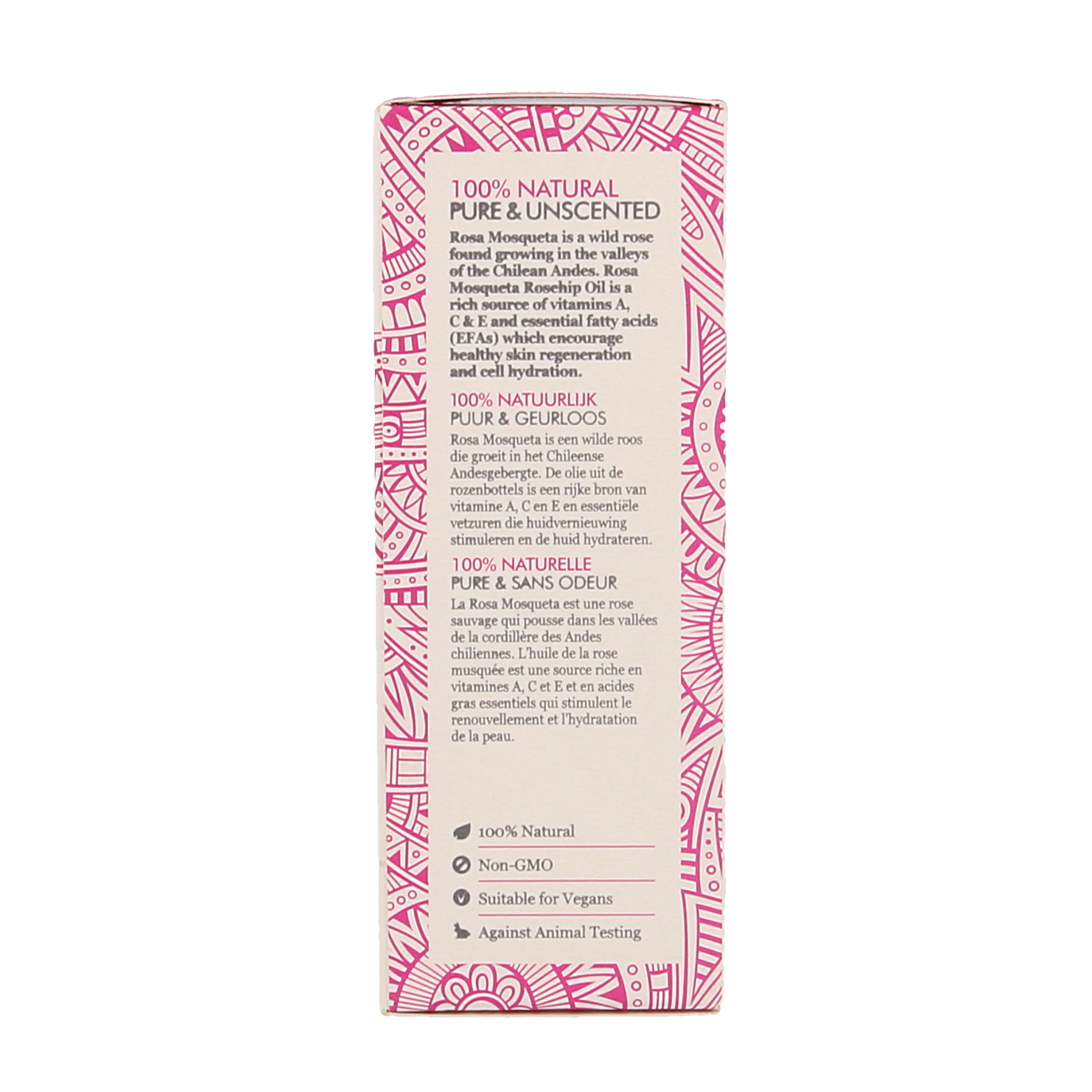 RIO Rosa Mosqueta olie 20ml facial skincare bottle with dropper, natural rosehip oil for face care.