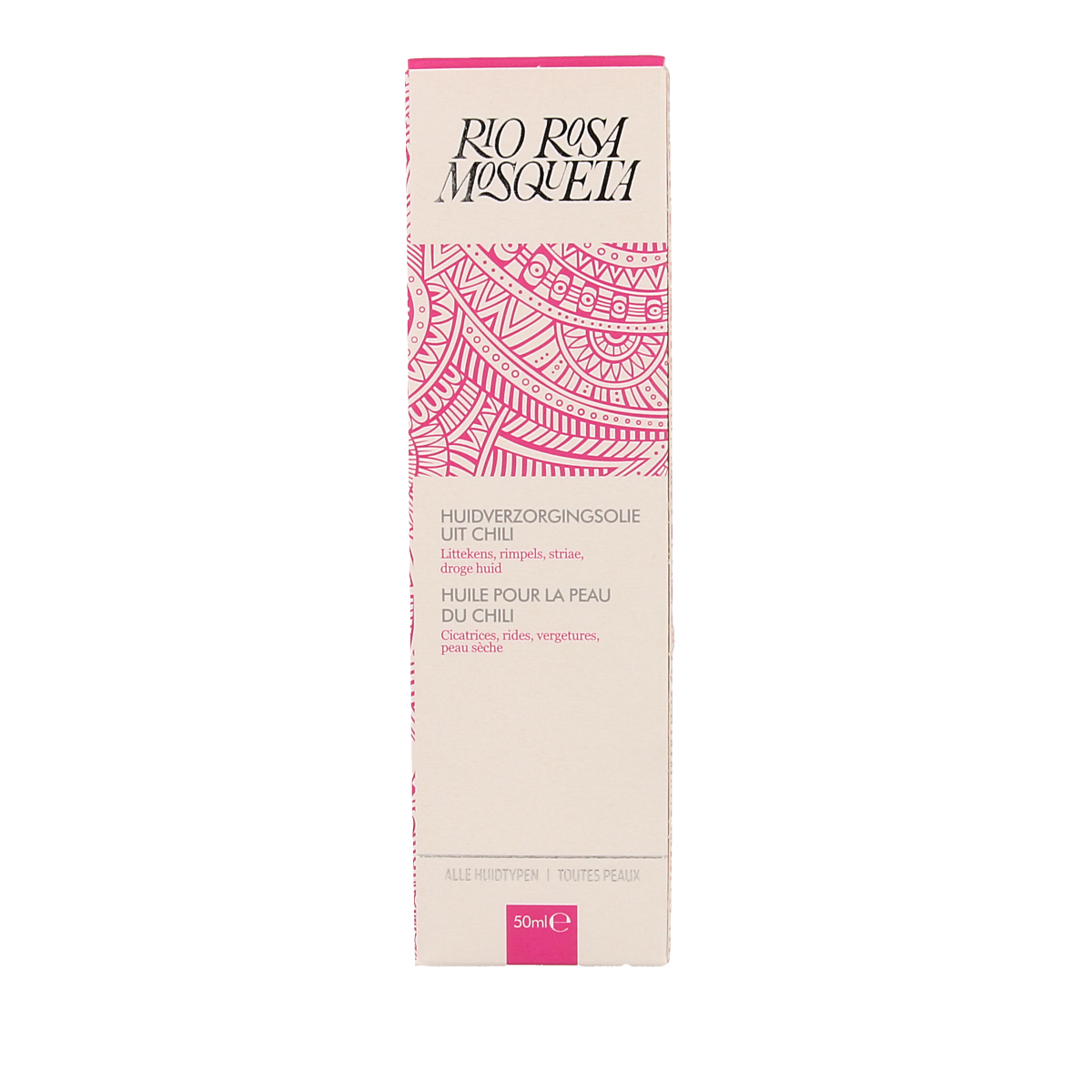 Rio Rosa Mosqueta facial oil in a 50ml bottle, natural skincare product by Rio for nourishing and rejuvenating the skin.