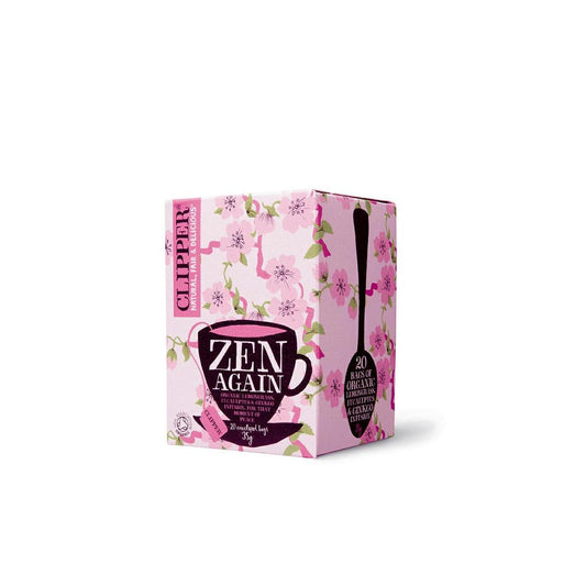 Clipper Zen Again Bio coffee and tea bags, eco-friendly packaging, natural blend, ideal for organic beverage enthusiasts.