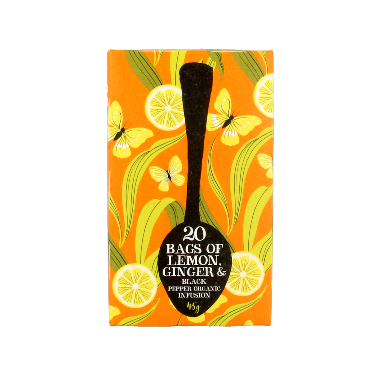 Clipper Thee Happy Mondays bio tea in 45g package, natural herbal tea blend with tea leaves and herbs in a sealed package.