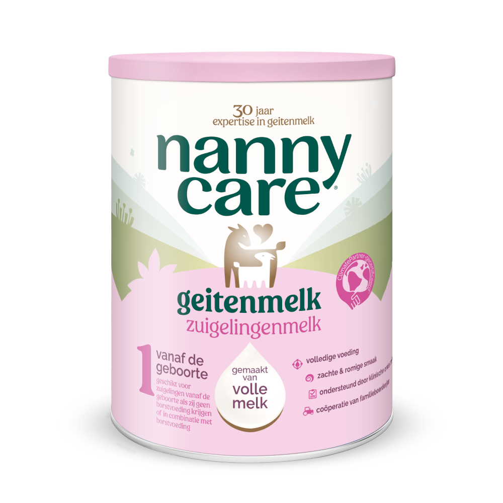 Nannycare baby goat milk formula in 800g packaging, suitable for infants and toddlers, with a clean, white container and label.