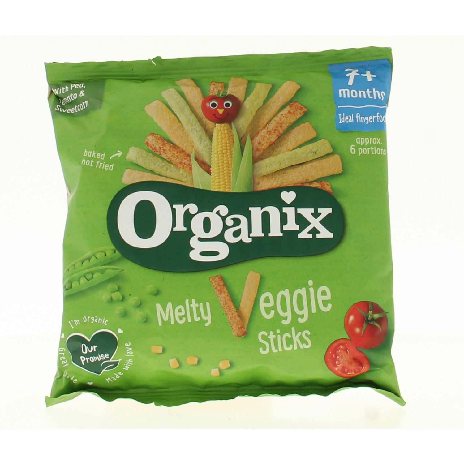 Organic baby veggie sticks by Organix for 7-month-olds, 15 grams of healthy, bio vegetable snacks for little ones.