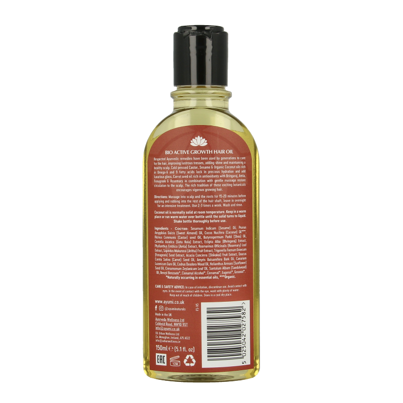 Ayumi Growth Hair Oil in 150ml bottle, natural hair care product for nourishing and strengthening hair.