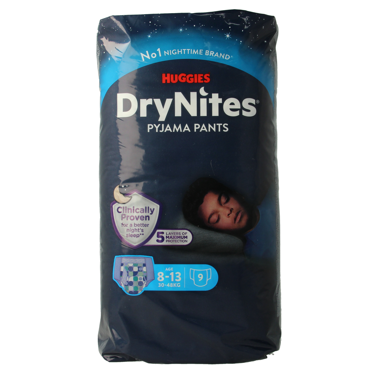 Huggies Drynites boy 8-13 years adult incontinence underwear, pack of 9, designed for discreet protection and comfort