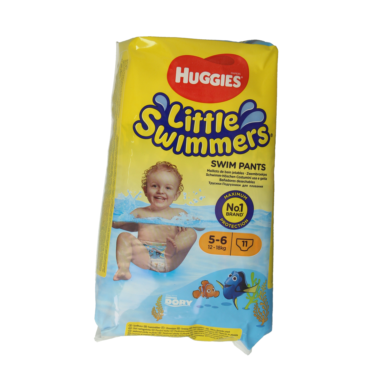Huggies Little Swimmers size 5-6 diapers, 12-18kg, pack of 11, waterproof swim diapers for toddlers