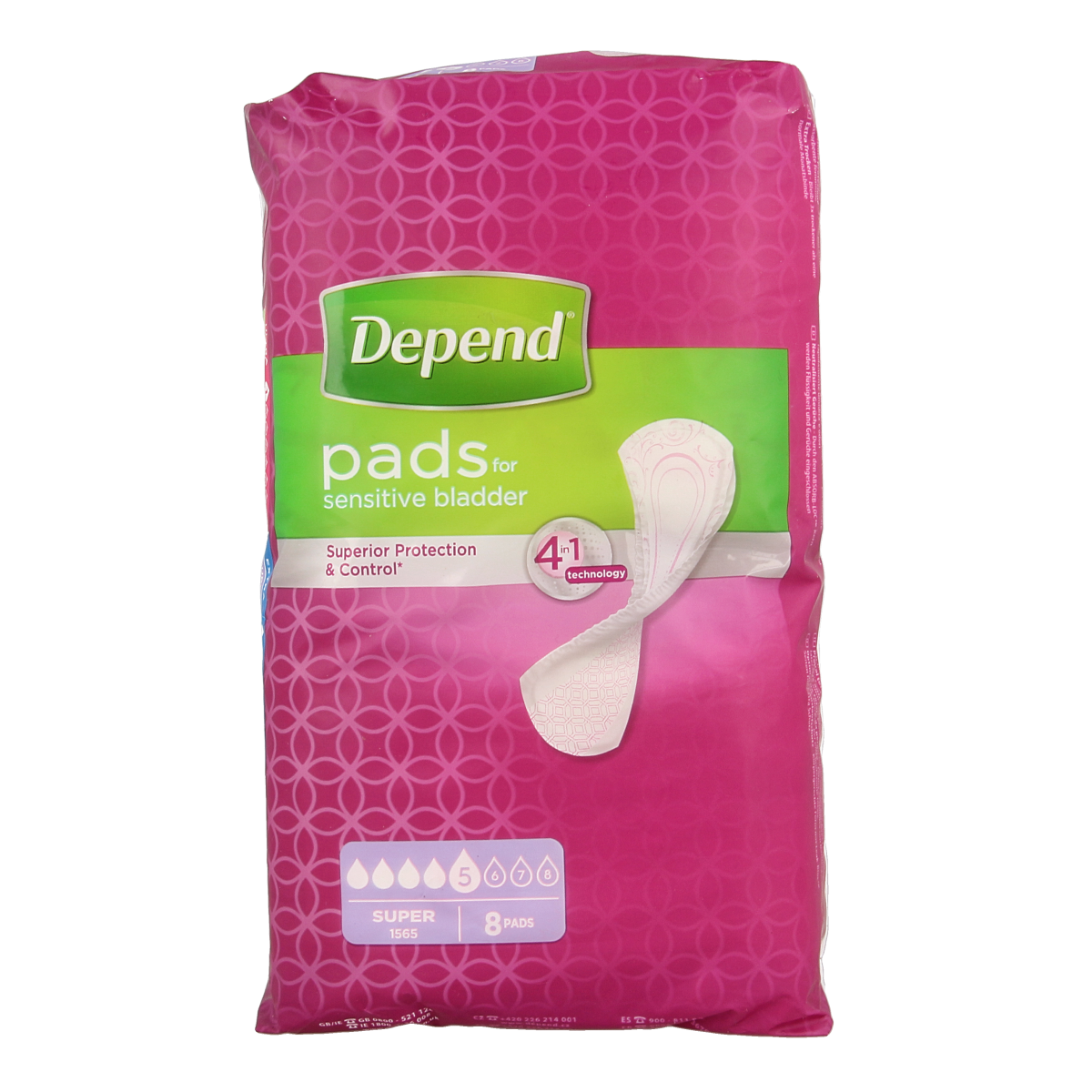 Depend Verband Super incontinent pads, 8-pack, absorbent incontinence pads with soft material for comfortable wear.