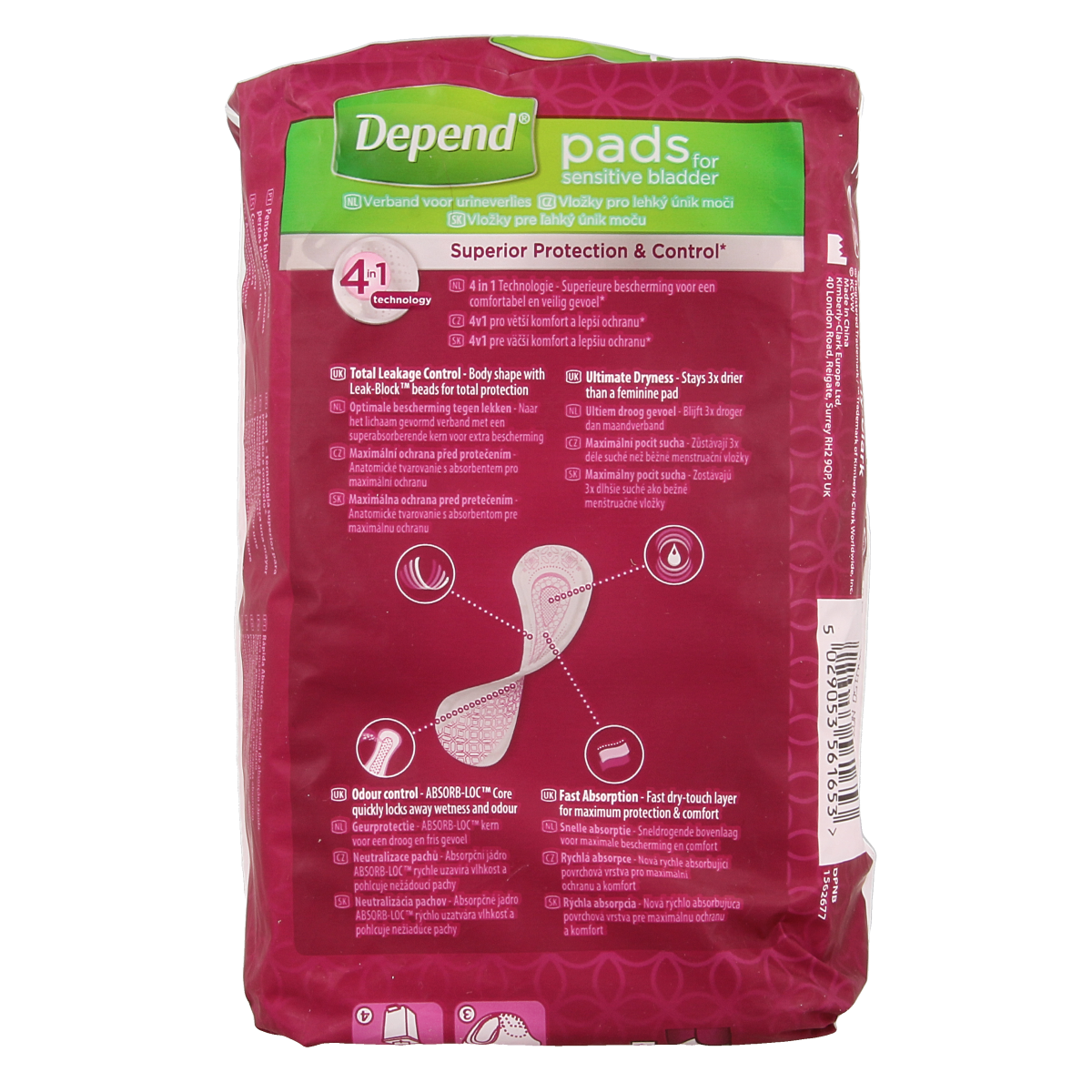 Depend Incontinentie Verband normaal, 14.00 stuks, absorbent incontinence pads for comfortable protection.