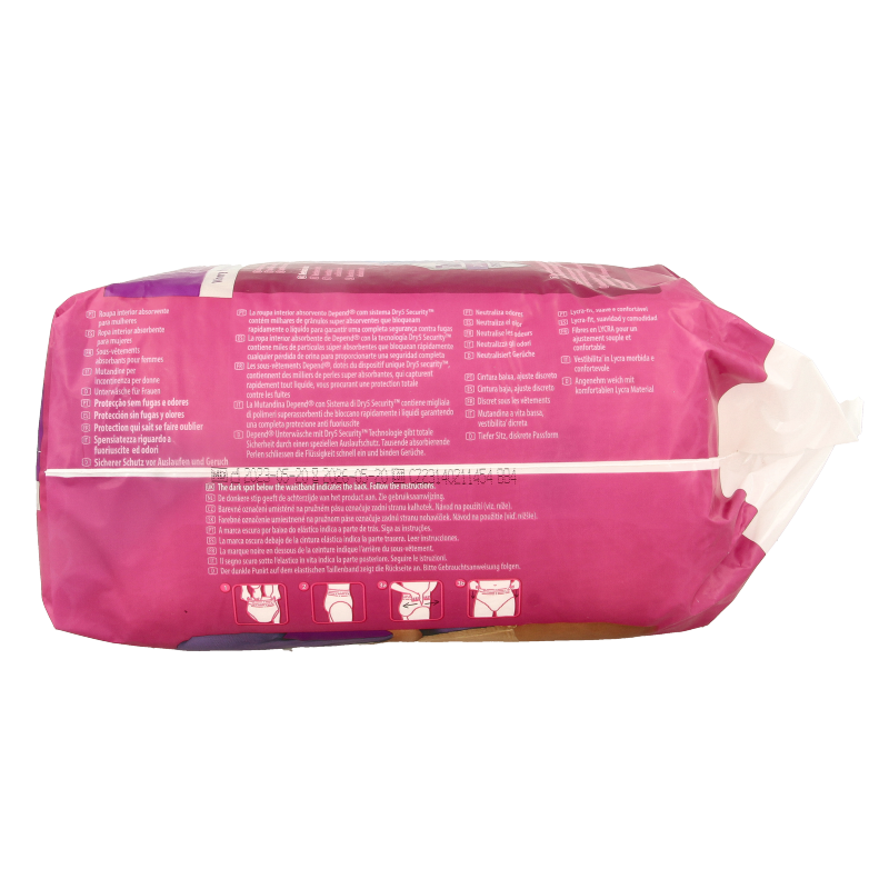 Depend Pants super maat L incontinentie inlegkousen, 9 stuks, zachte absorberende onderbroek voor volwassen gebruik