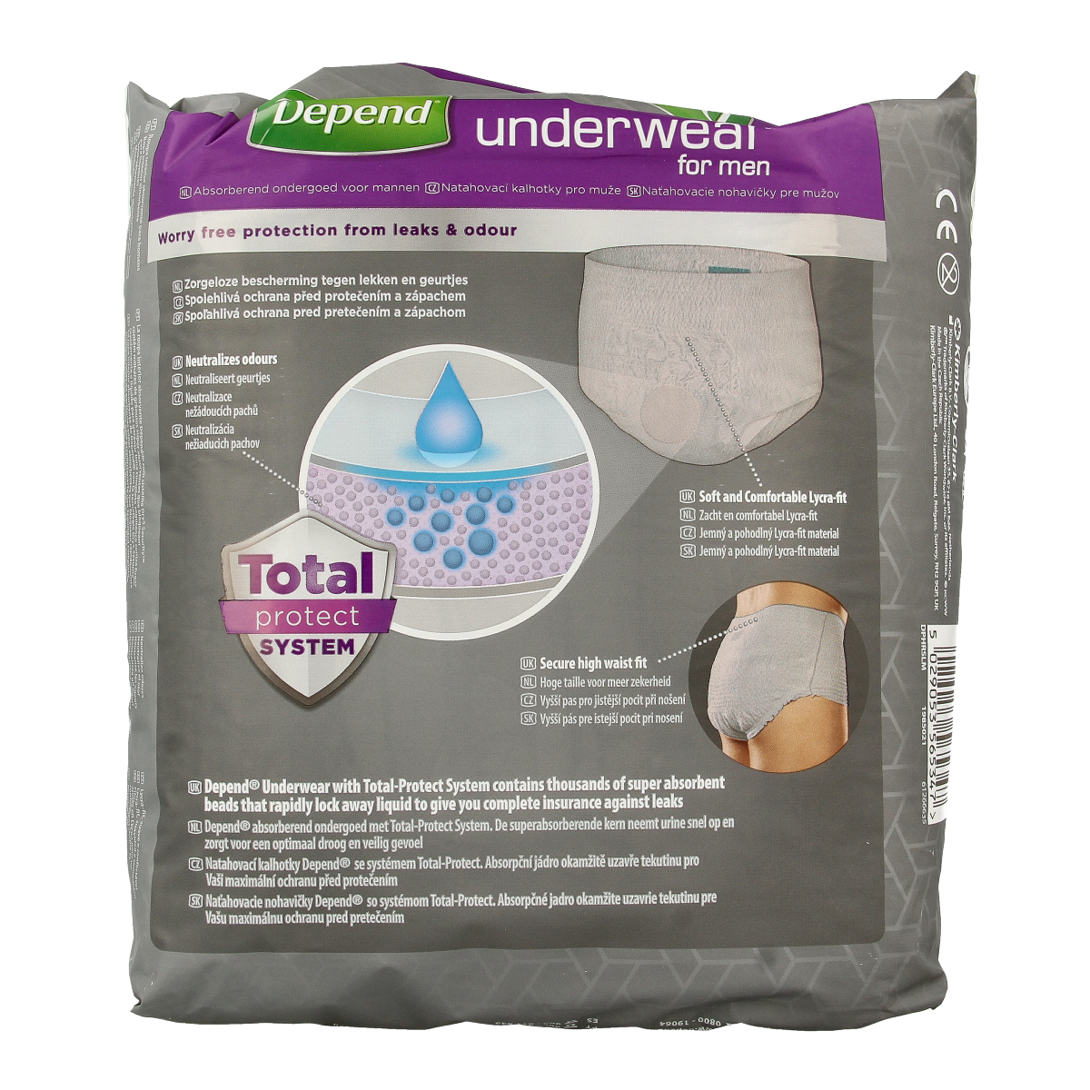 Depend Men's Super Maat L/XL incontinent pants, pack of 9, incontinence underwear with secure fit and absorbent design.