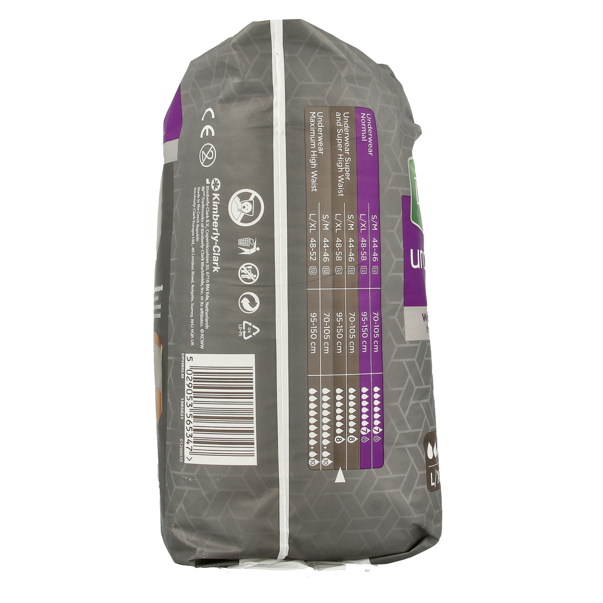 Depend men's incontinence pants super maat L/XL, pack of 9, with discreet fit and breathable material.