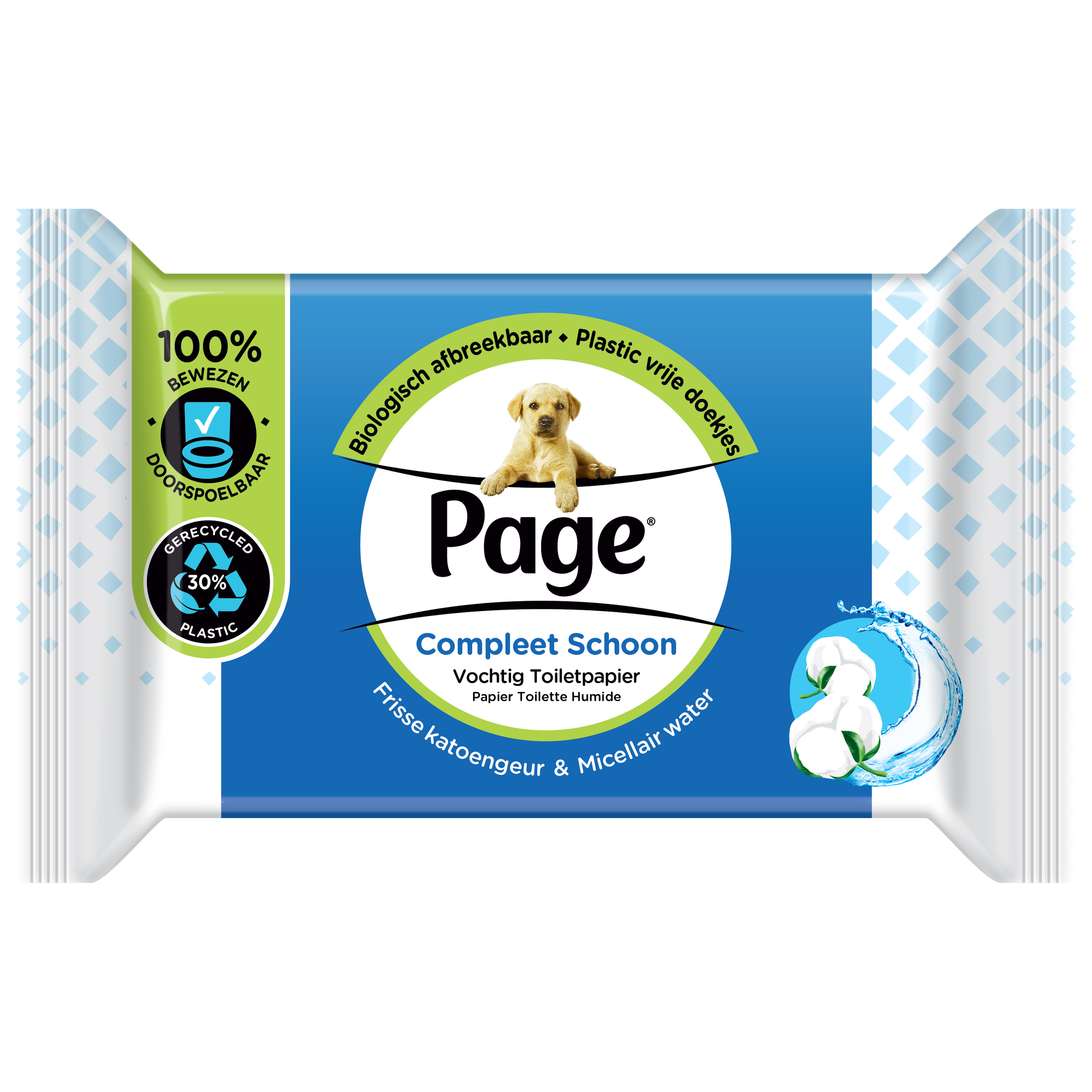 Page Vochtig toiletpapier navulling, 38-pack of moist toilet paper rolls, soft and gentle for personal hygiene.