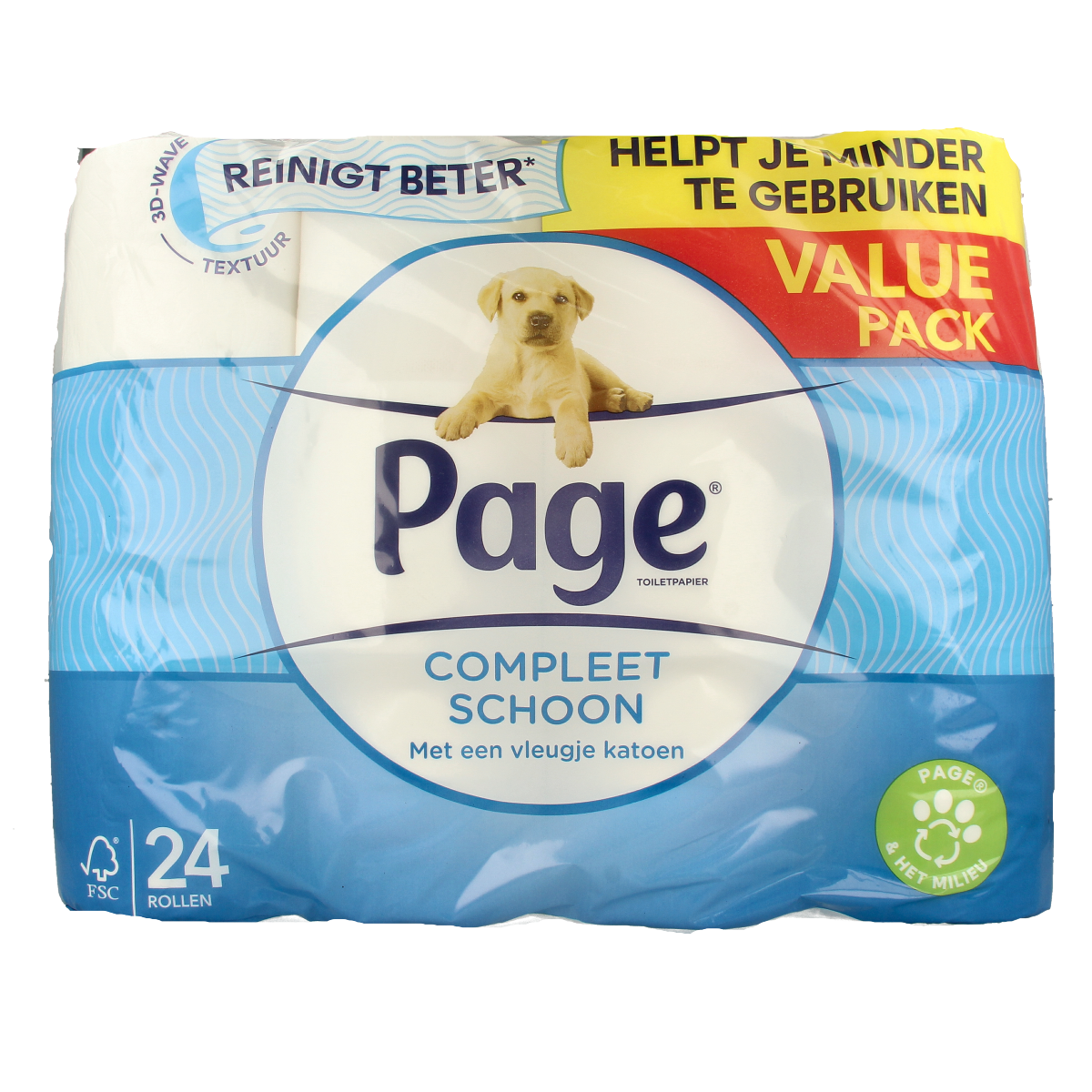 Page Compleet schoon toiletpapier roll, 24.00 rolls, soft white toilet paper from the Page brand.
