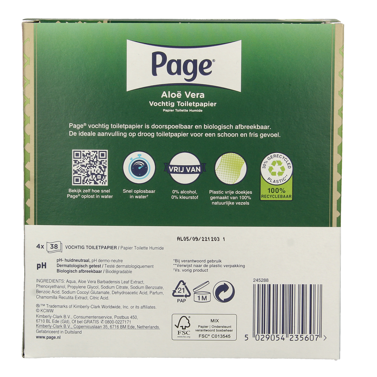 Page Vochtig toiletpapier aloe vera 152.00 Stuks