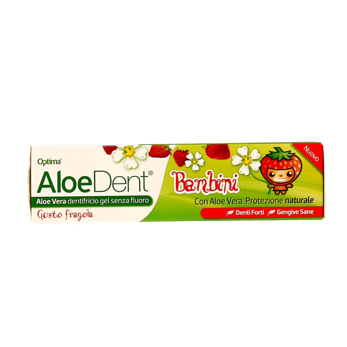 Aloe Dent Aloe Vera fluoride-free kids' toothpaste in a 50ml tube with aloe vera ingredients, suitable for children.