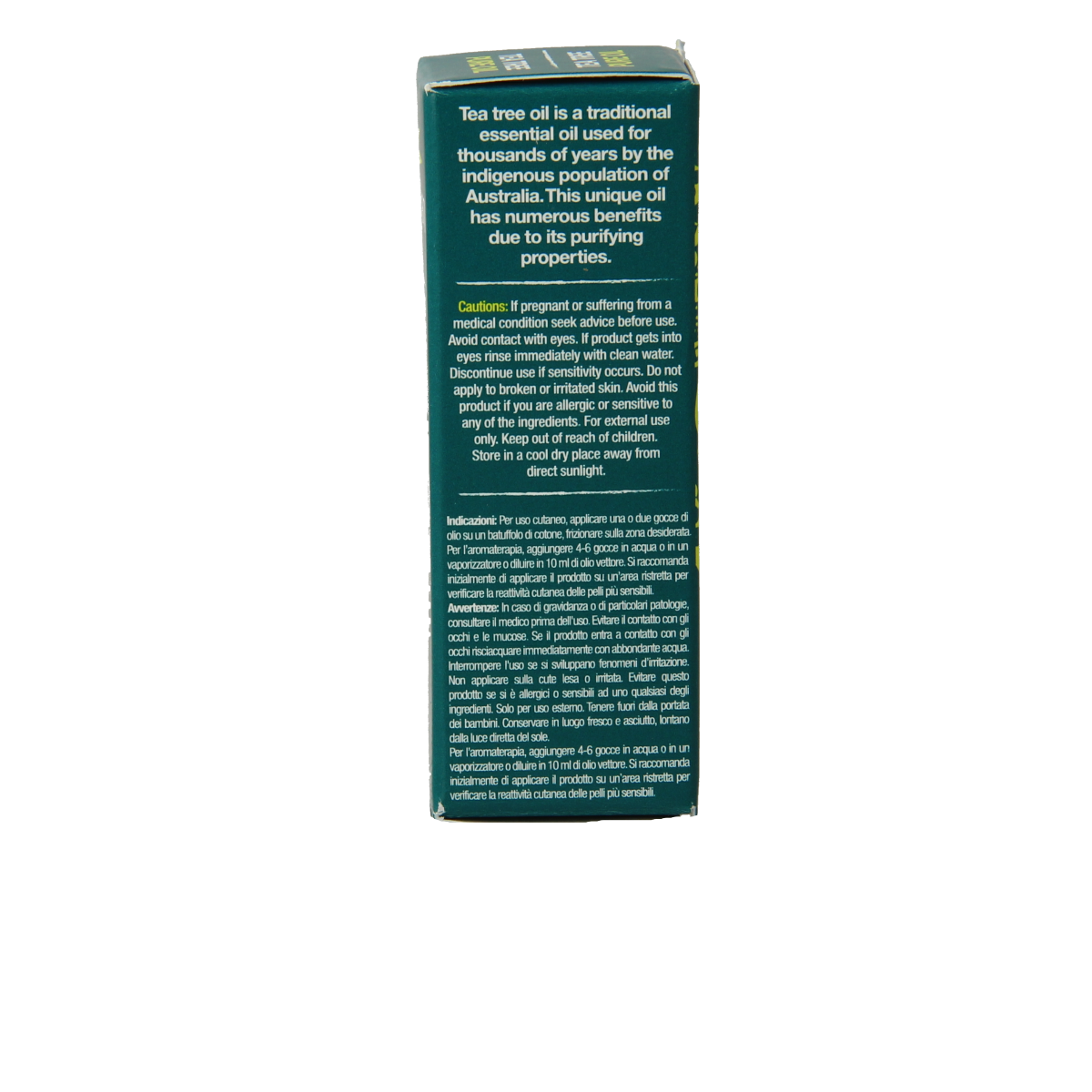 Optima Australian tea tree oil 10ml bottle, natural body care product with antiseptic and soothing properties.