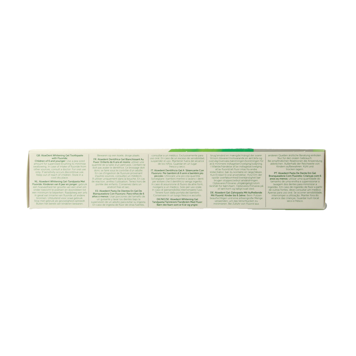 Aloe Dent Aloe Vera Whitening Toothpaste in 100ml tube, featuring natural aloe vera for fresh breath and oral health.