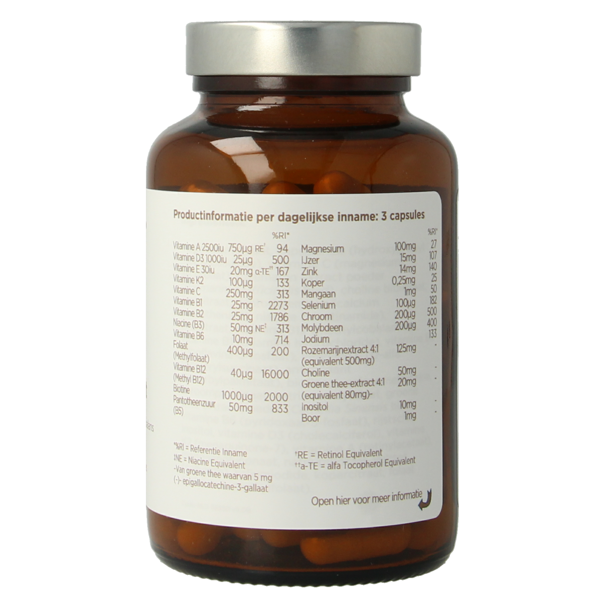BioCare Vrouw multinutrient capsules, natural vitamin supplement for women, showcasing 90 capsules in a clear container.