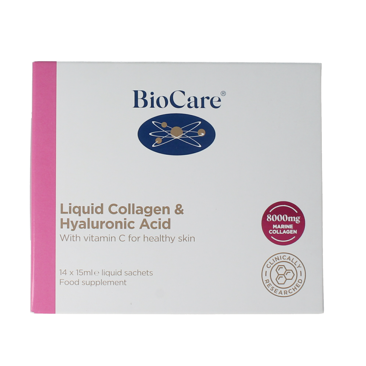 BioCare Collageen en hyaluron vloeibare gezichtsverzorging, 14 flesjes van 15ml, voor huidverzorging en hydratatie.