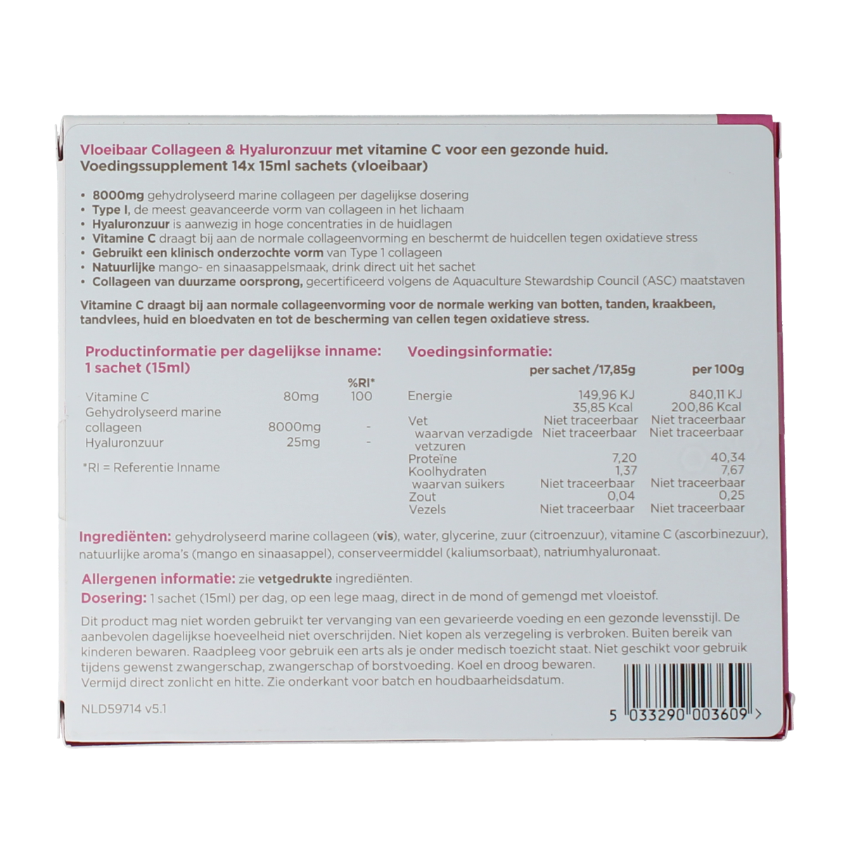 BioCare Collageen en hyaluron vloeibare gezichtsverzorging set, 14 x 15ml, huidverzorgingsproduct voor een gezonde huid