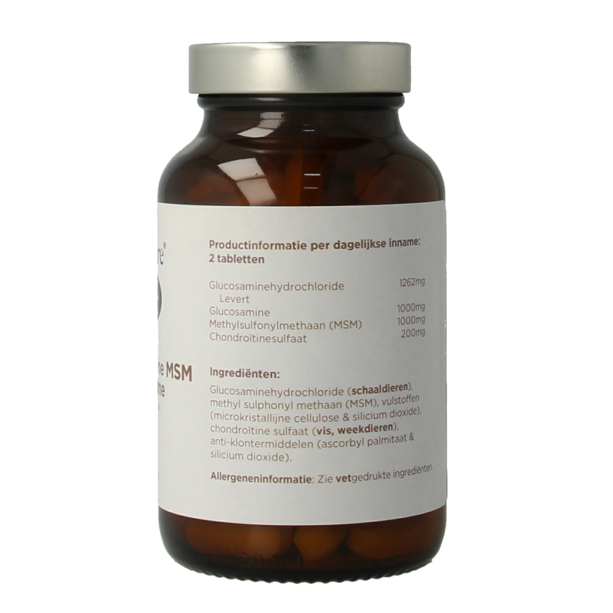 BioCare Glucosamine MSM chondroitine mineral supplement tablets in bottle, showing 90 tablets for joint support and mobility.