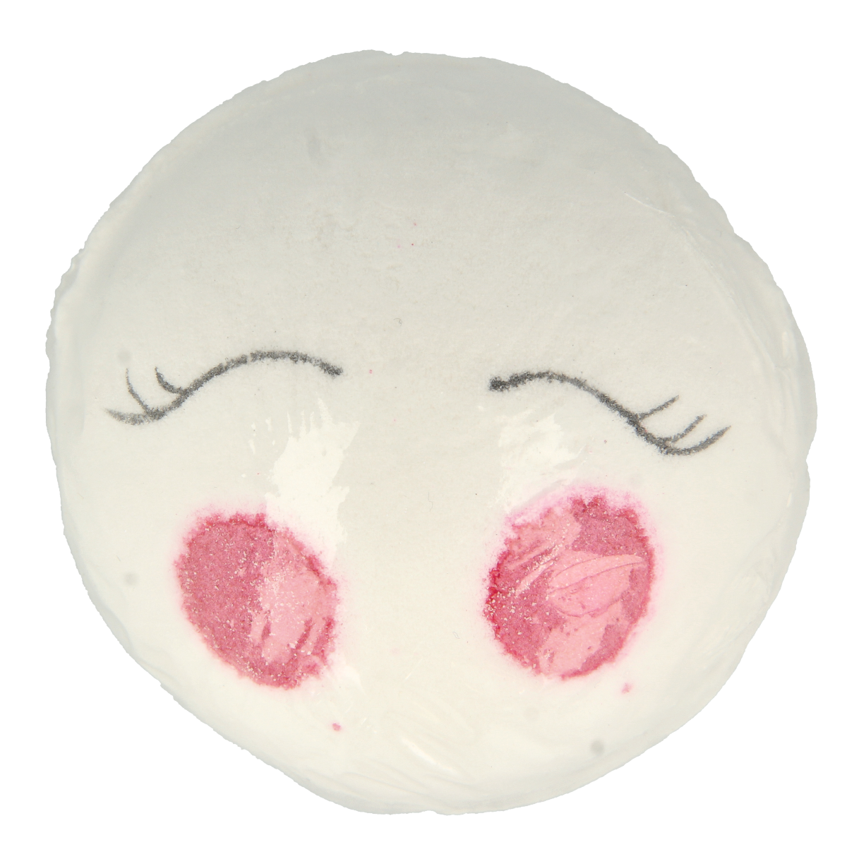 Bomb Cosmetics Wake Up & Make Up bath blaster, round bath bomb with colorful swirls and branding details for a relaxing bath experience.