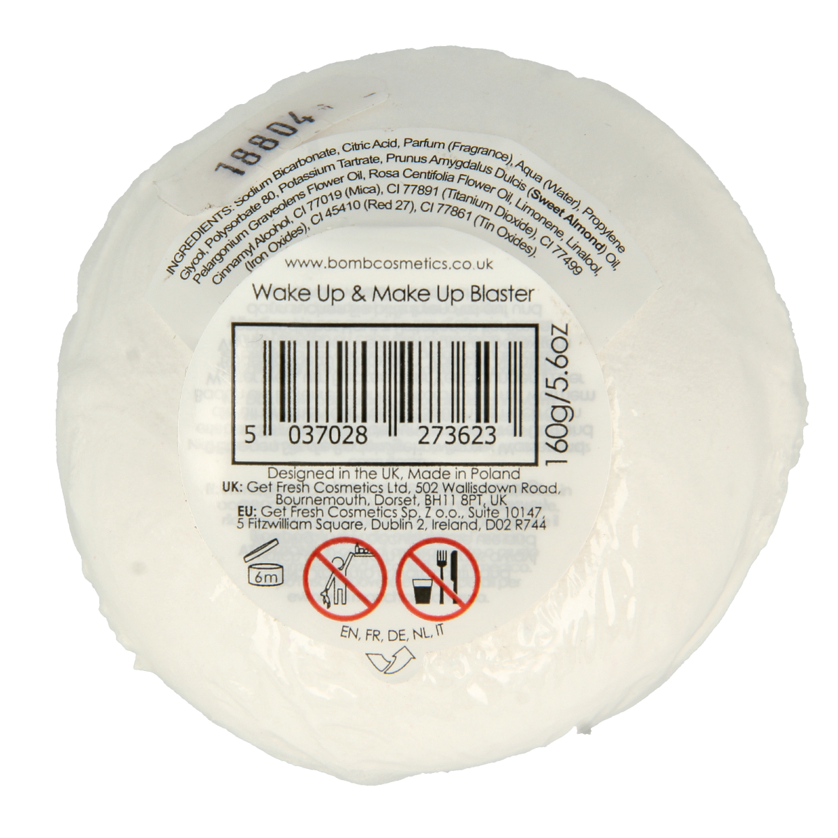 Bomb Cosmetics Wake Up & Make Up bath blaster in packaging, designed for a refreshing bath experience.